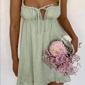 Princess Polly Empress of Love Mini Dres Sage Size 0 (Waist 24-25)